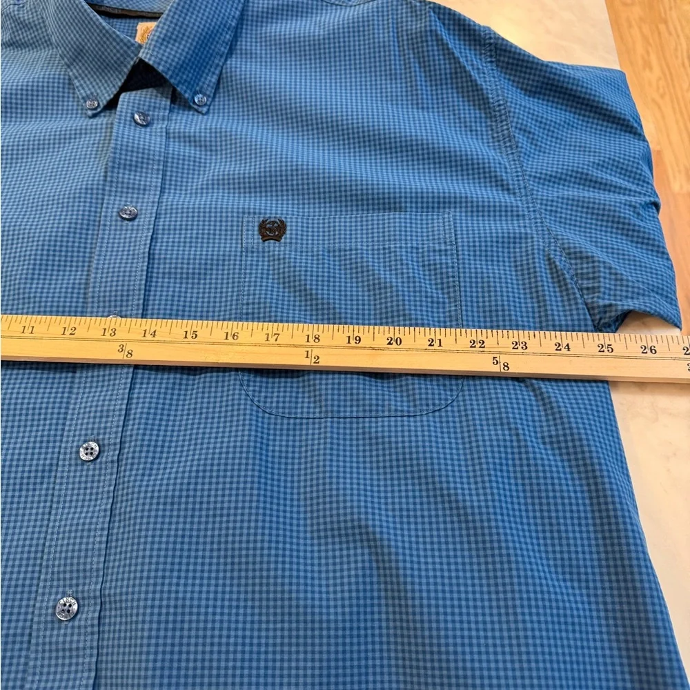 Cinch Men’s Blue Gingham Western Button-Down Shirt 100% Cotton Size XL
